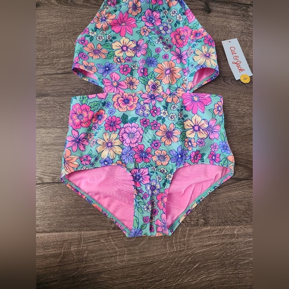 Girls floral swimsuit size 8 plus NWT - Picture 3 of 4